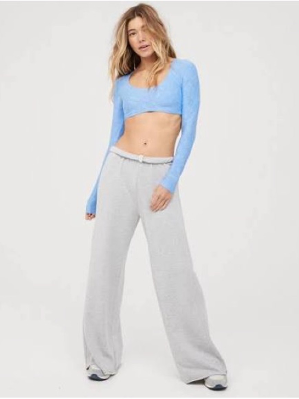 Offline by Aerie OTT Fleece Super Wide Leg Pants in Heather gray